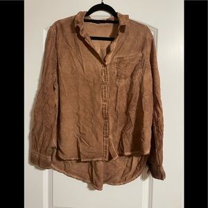 Brown Distressed Button Up